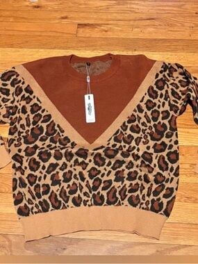 NWT Leopard Print Knit Sweater Boutique Cozy Oversized Fall Top 🤎🐆